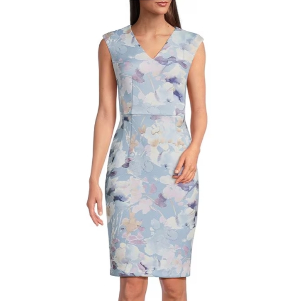 Calvin Klein Pastel Floral Midi Dress